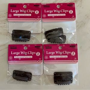 Large Brown Wig Clip 4 Pack (8 Pieces)